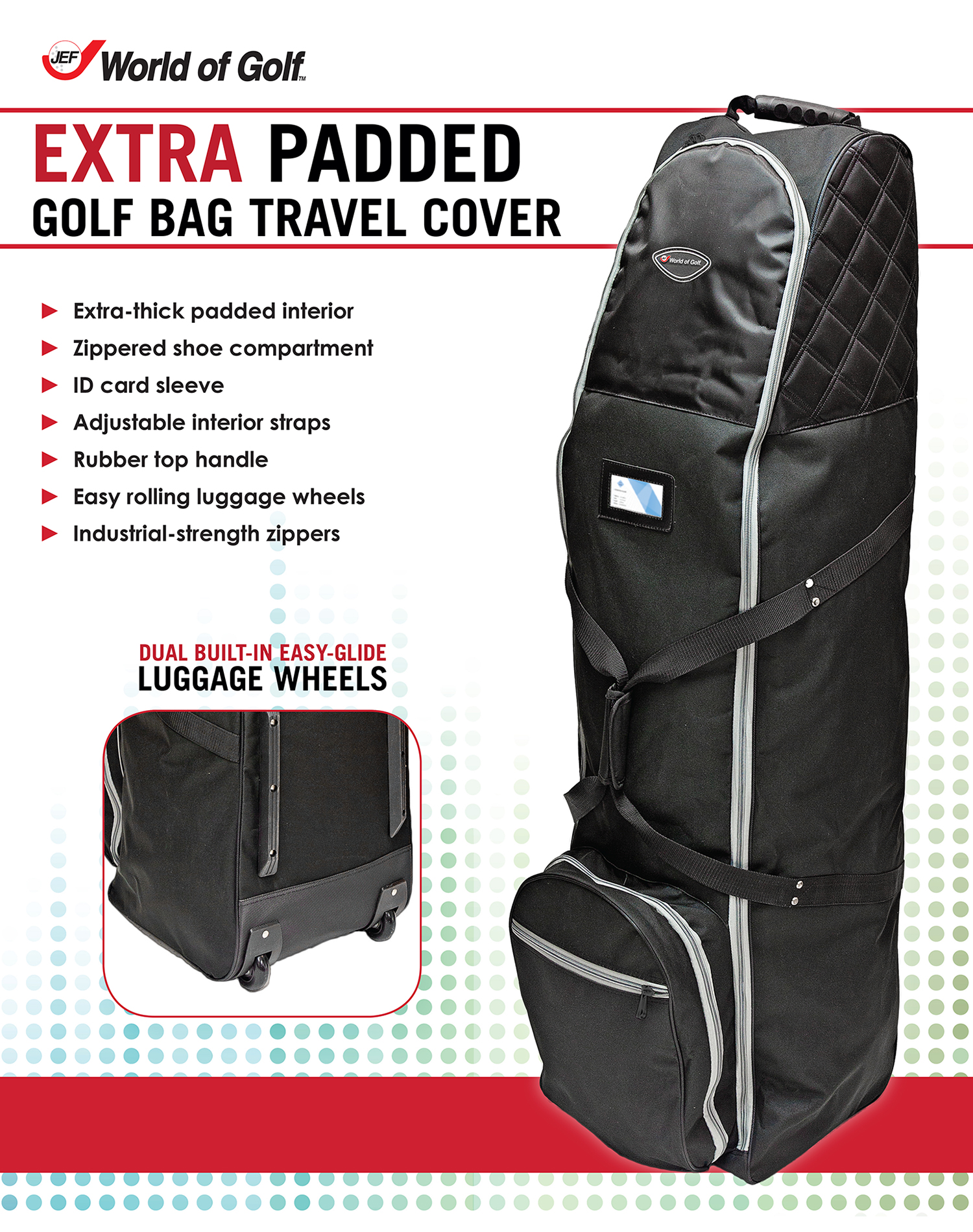 Premium Wheeled Golf Bag Travel Cover - J&M